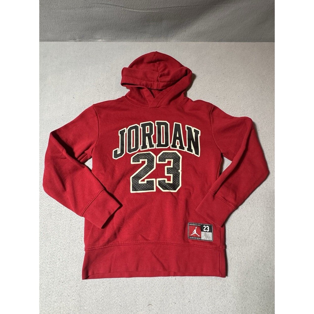 Nike Air Jordan #23 Fleece Pullover Hoodie Youth M Red Pre-Owned
